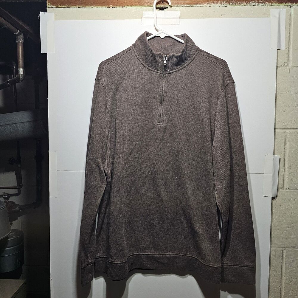 Croft & Barrow Mens Easy Care Extra Soft 1/4 Zip Pullover, Brown,Large